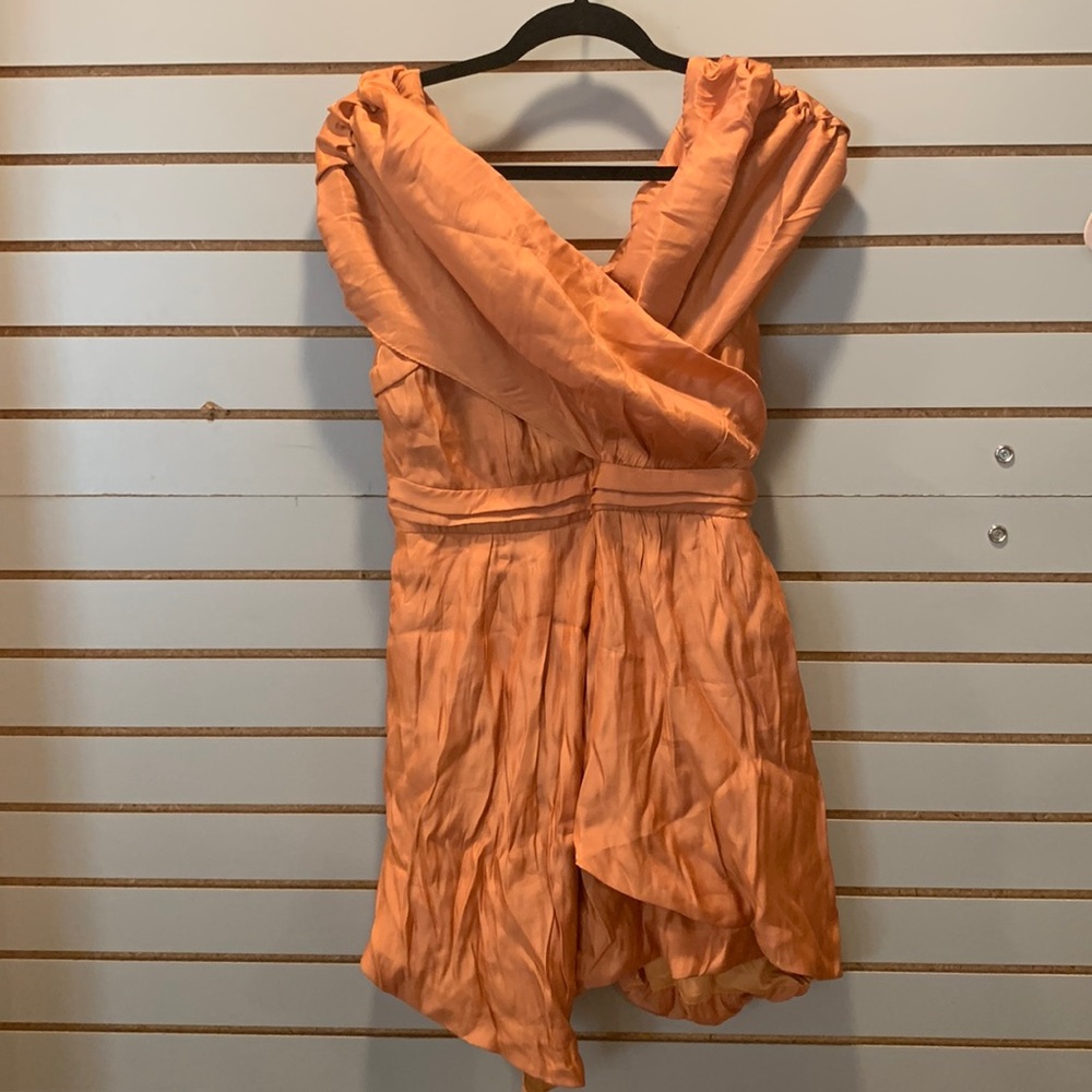 Fashion Nova “Wanna Date Me” satin mini dress. Orange. Size XL